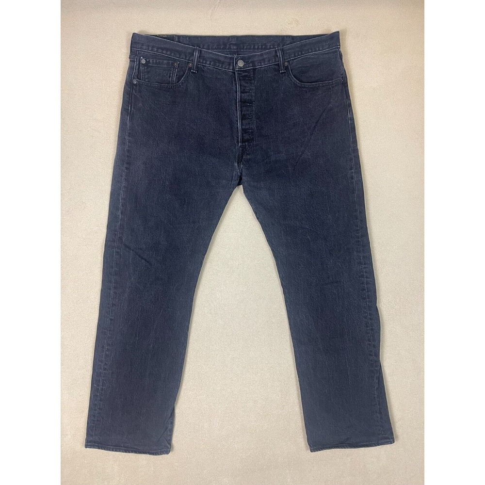 Levis Jeans Mens 42x32 Black 501 XX Denim Button Fly Casual Straight Adult